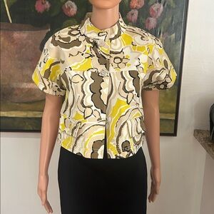 St. John yellow and tan crop jacket